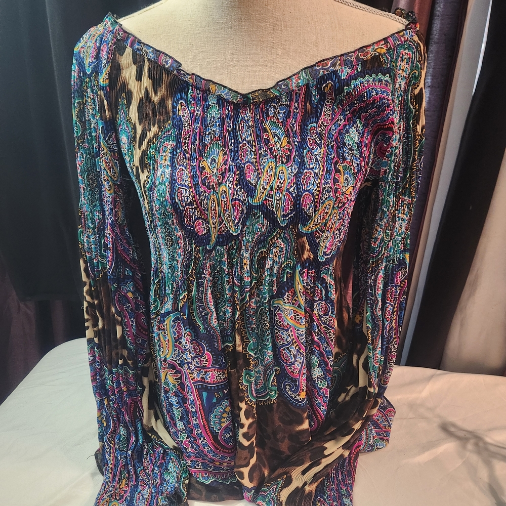 Sunny Leigh Multicolor Paisley and Leopard Blouse - Picture 5 of 14